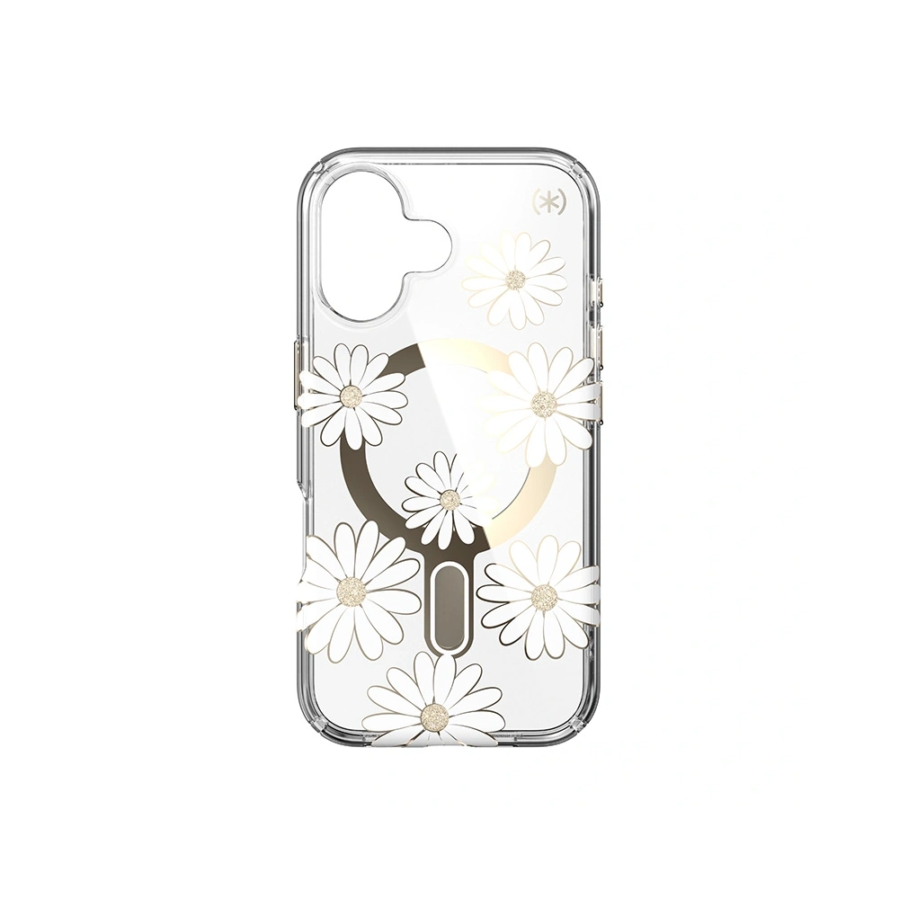 Etui Speck Presidio Lux ClickLock & MagSafe Apple iPhone 16 (Sunshine Daisies / Clear / Gold) - iPhone 16 - Speck