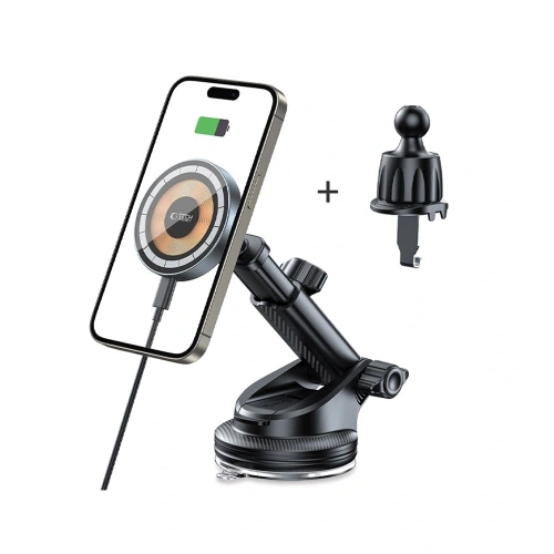 Kup Auto-Halterung für Lüftungsgitter / für die Windschutzscheibe mit 15W Ladegerät Tech-Protect MM15W-V5 Magnetic MagSafe - THP3059 - {ean13} - Sklep Home Screen