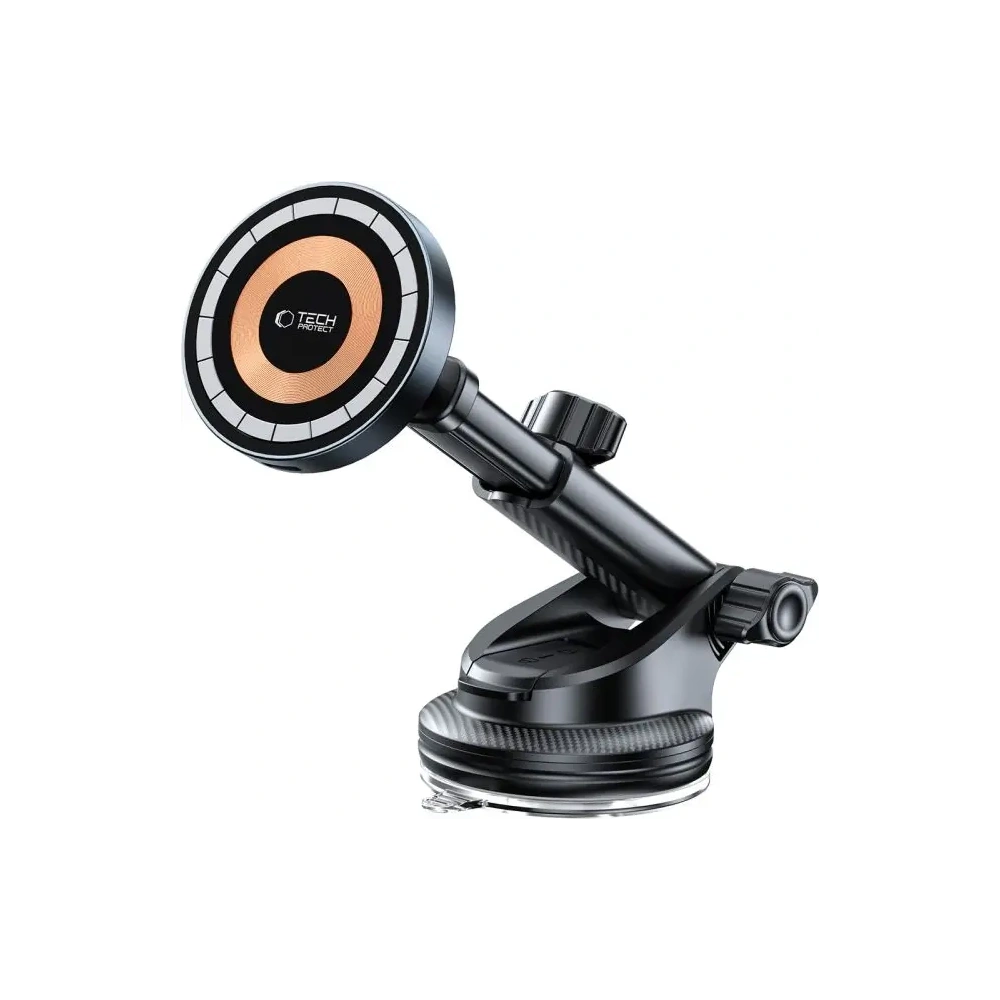 Uchwyt samochodowy do kratki / na szybę / na kokpit z ładowarką 15W Tech-Protect MM15W-V5 Magnetic MagSafe Black - na kokpit / szybę - Tech-Protect