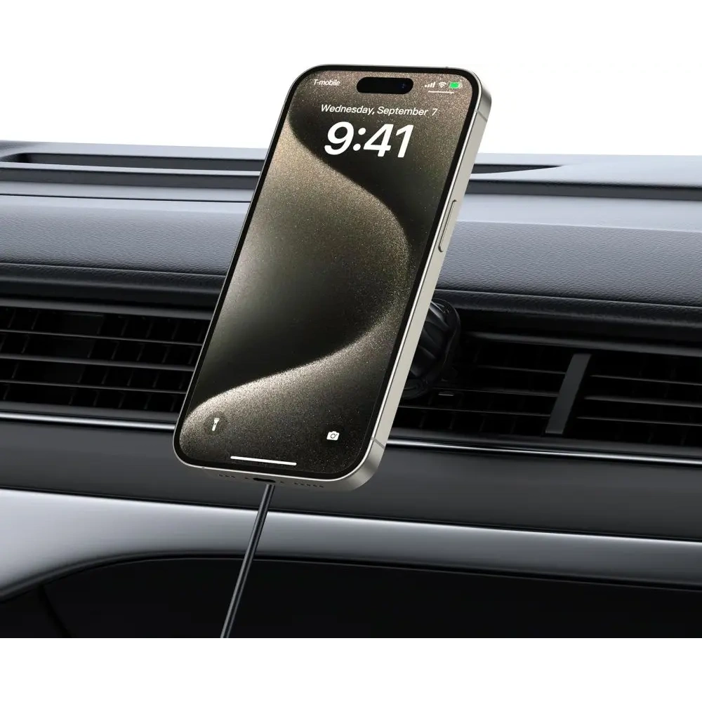 Uchwyt samochodowy do kratki / na szybę / na kokpit z ładowarką 15W Tech-Protect MM15W-V5 Magnetic MagSafe Black - na kokpit / szybę - Tech-Protect