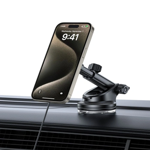 Buy Car holder for grille / on window / on dashboard with 15W charger Tech-Protect MM15W-V5 Magnetic MagSafe Black - THP3059 - {ean13} - Home Screen Store Europe
