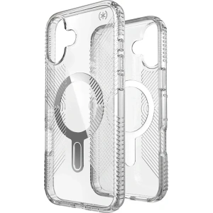 Case Speck Presidio Perfect-Clear Grip ClickLock & MagSafe Apple iPhone 16 Plus (Clear / Chrome Finish / Serene Silver) - iPhone 16 Plus - Speck