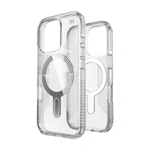 Case Speck Presidio Perfect-Clear Grip ClickLock & MagSafe Apple iPhone 16 Pro (Clear / Chrome Finish / Serene Silver) - iPhone 16 Pro - Speck