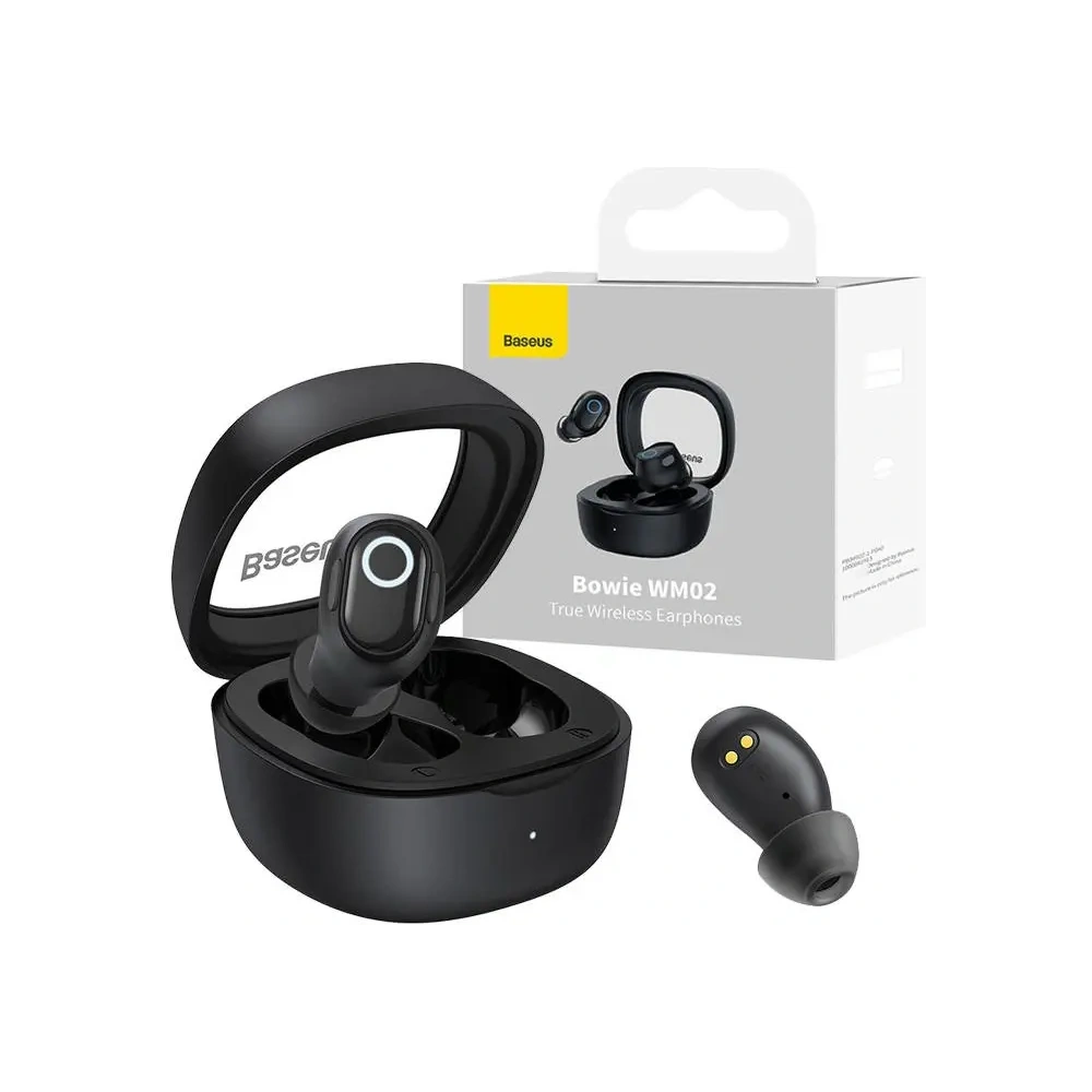 Bezprzewodowe słuchawki dokanałowe TWS Baseus Bowie WM02 (czarne) - Słuchawki dokanałowe - Baseus