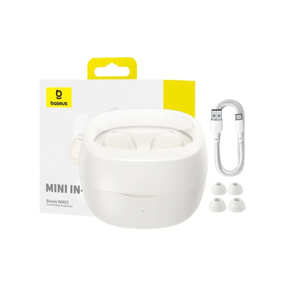 Bezprzewodowe słuchawki dokanałowe TWS Baseus Bowie WM02 (białe) OS - Słuchawki dokanałowe - Baseus