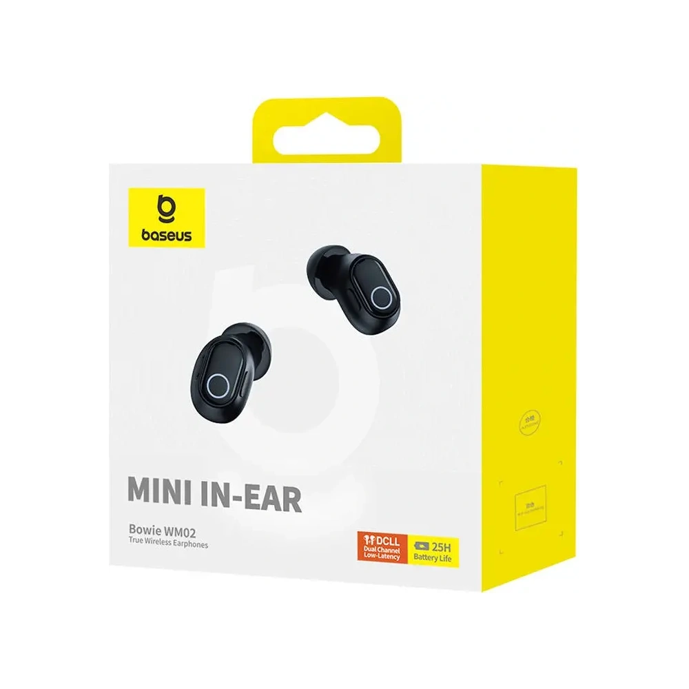 Bezprzewodowe słuchawki dokanałowe TWS Baseus Bowie WM02 (czarne) OS - Słuchawki dokanałowe - Baseus