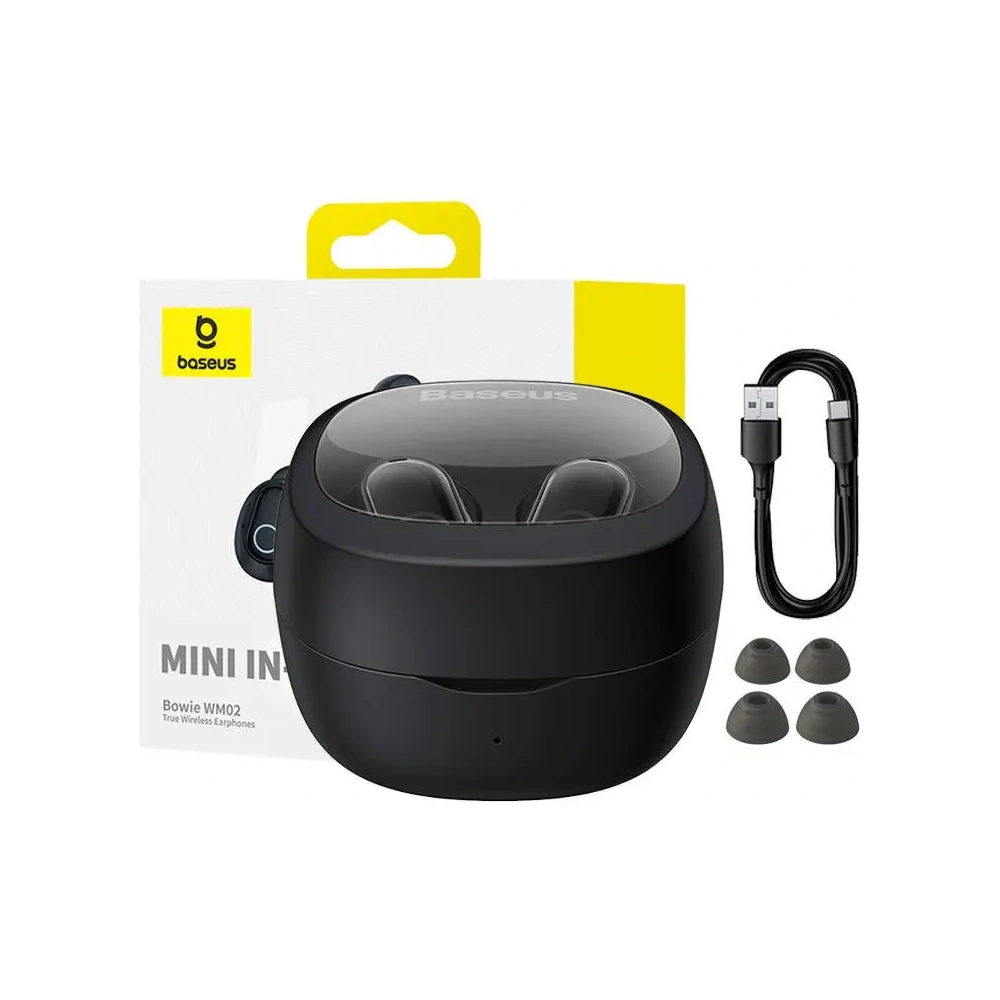 Bezprzewodowe słuchawki dokanałowe TWS Baseus Bowie WM02 (czarne) OS - Słuchawki dokanałowe - Baseus