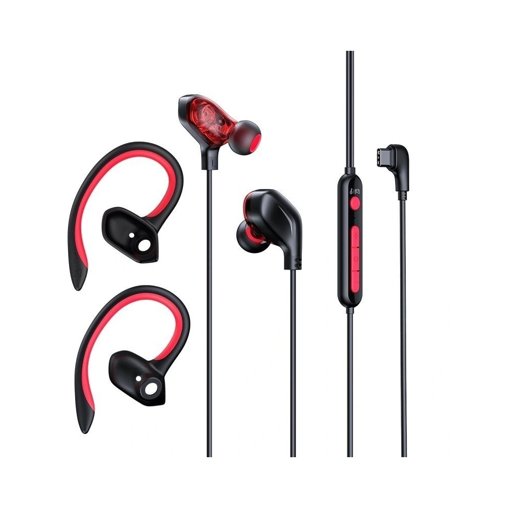 Słuchawki gamingowe Baseus GAMO, dźwięk 3D, wtyczka USB-C (czerwone)