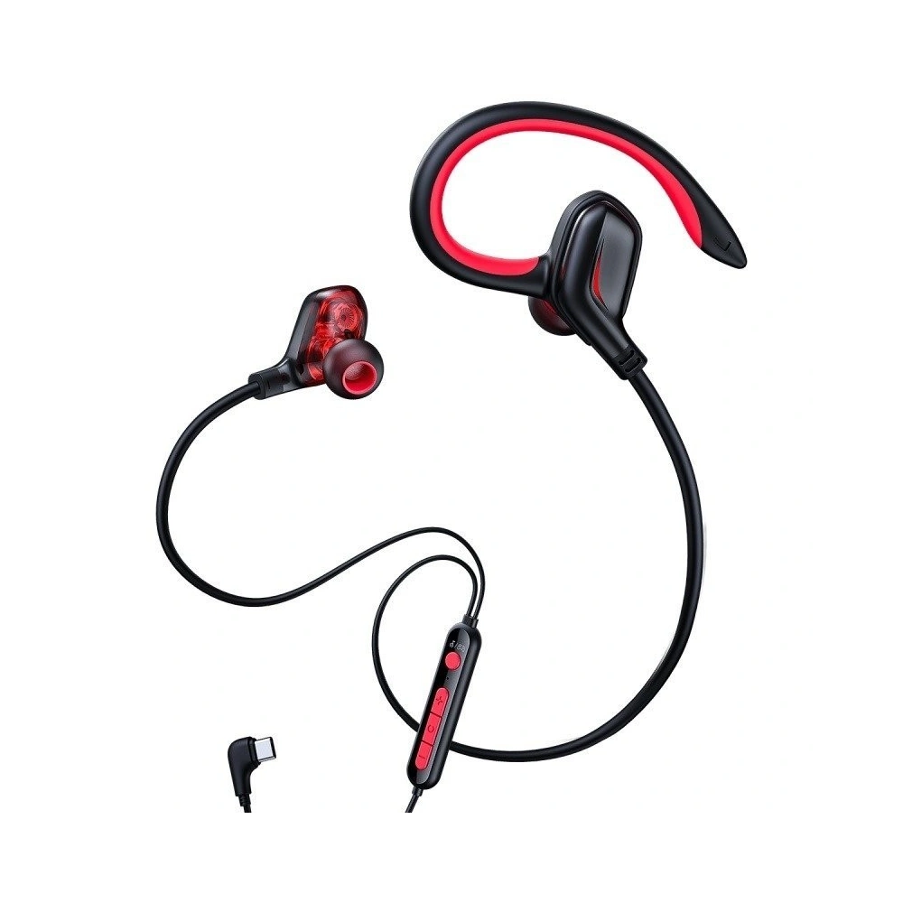 Słuchawki gamingowe Baseus GAMO, dźwięk 3D, wtyczka USB-C (czerwone)