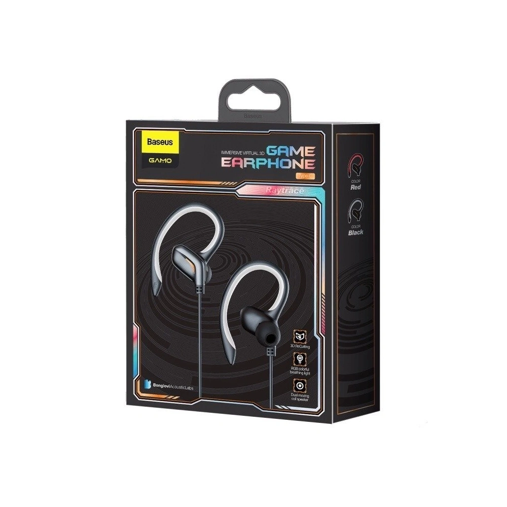 Słuchawki gamingowe Baseus GAMO, dźwięk 3D, wtyczka USB-C (czerwone)