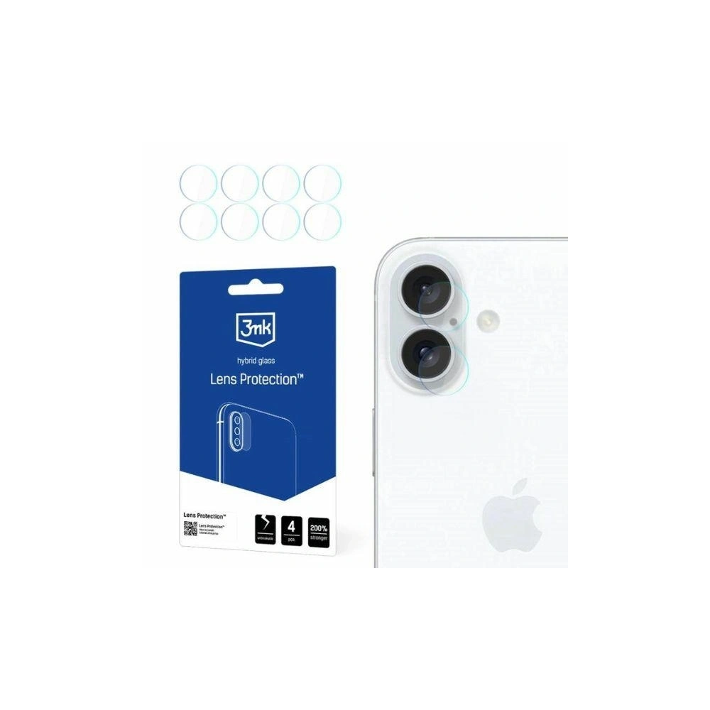 Szkło hybrydowe na obiektyw aparatu 3MK Lens Protect Apple iPhone 16 Plus [4 PACK] - iPhone 16 Plus - 3MK