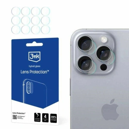 Kup Hybridní sklo na objektiv fotoaparátu 3MK Lens Protect Apple iPhone 16 Pro Max [4 PACK] - 3MK6499 - {ean13} - Sklep Home Screen