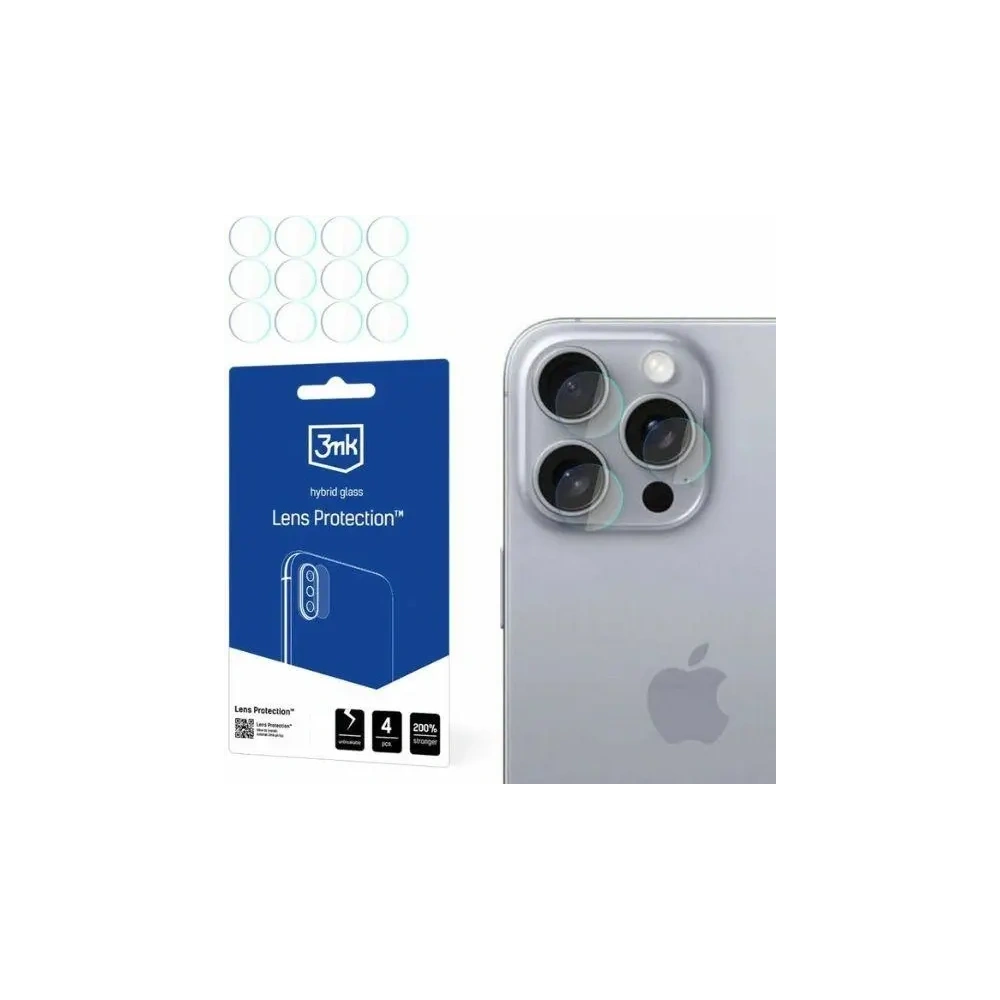 Szkło hybrydowe na obiektyw aparatu 3MK Lens Protect Apple iPhone 16 Pro [4 PACK] - iPhone 16 Pro - 3MK
