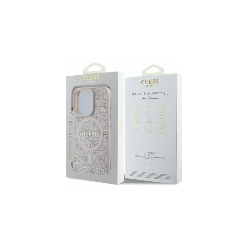 Etui Guess GUHMP16LG4GFRP Apple iPhone 16 Pro hardcase 4G Ring Classic Logo MagSafe różowy - iPhone 16 Pro - Guess