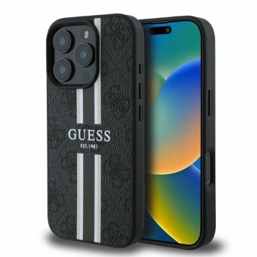 Kup Etui Guess GUHMP16LP4RPSK Apple iPhone 16 Pro hardcase 4G Tisknuté pruhy MagSafe černé - GUE3463 - {ean13} - Sklep Home Screen