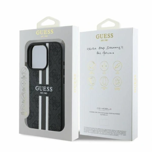 Buy Case Guess GUHMP16LP4RPSK Apple iPhone 16 Pro hardcase 4G Printed Stripes MagSafe black - GUE3463 - {ean13} - Home Screen Store Europe