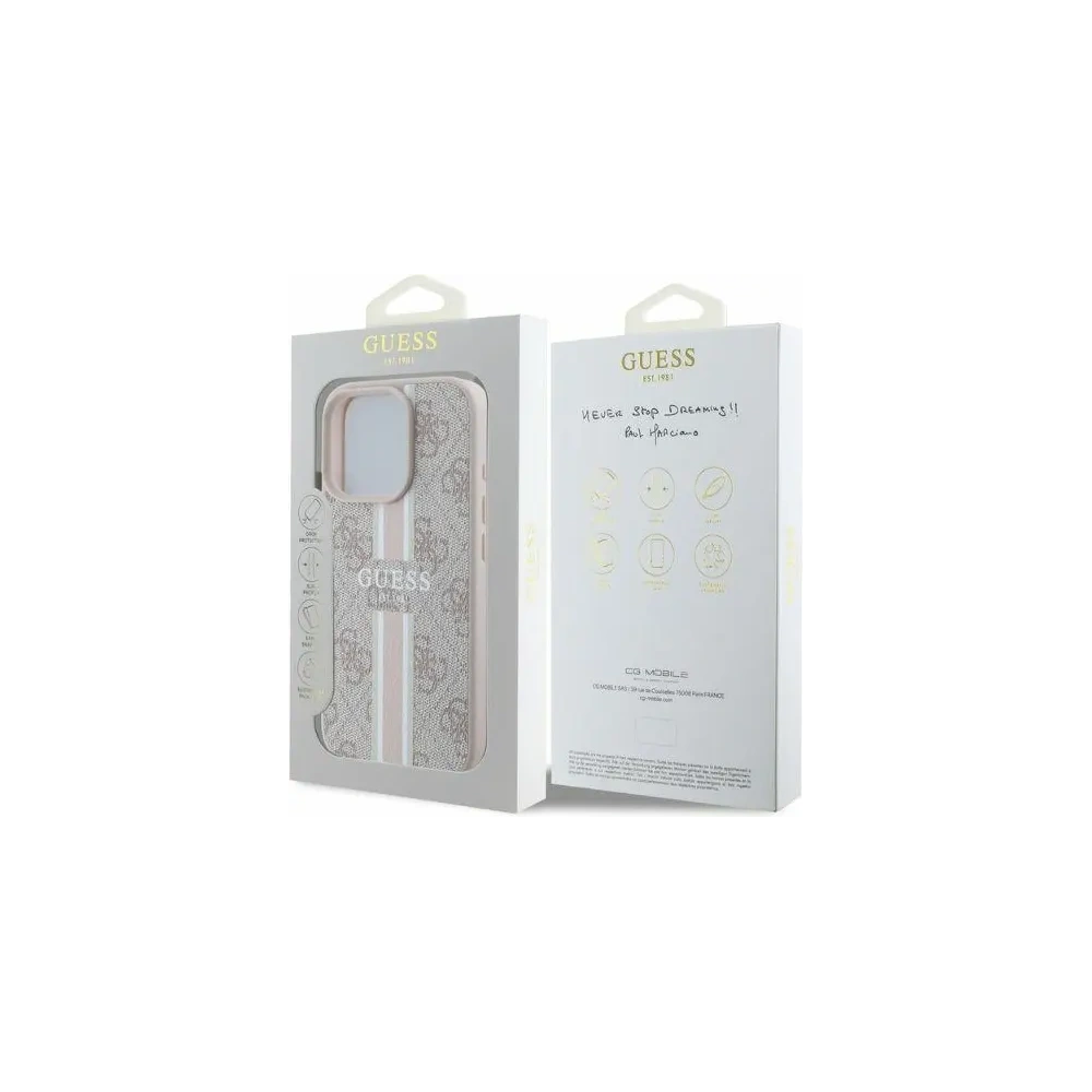 Etui Guess GUHMP16LP4RPSP Apple iPhone 16 Pro hardcase 4G Printed Stripes MagSafe różowy - iPhone 16 Pro - Guess