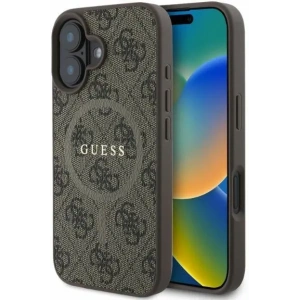 Buy Case Guess GUHMP16SG4GFRW Apple iPhone 16 hardcase 4G Ring Classic Logo MagSafe brown - GUE3467 - {ean13} - Home Screen Store Europe