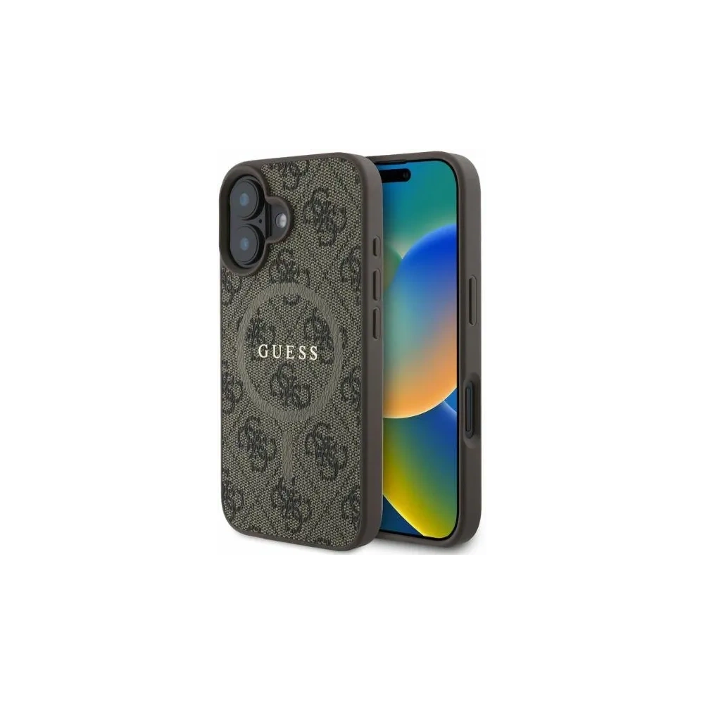 Etui Guess GUHMP16SG4GFRW Apple iPhone 16 hardcase 4G Ring Classic Logo MagSafe brązowy - iPhone 16 - Guess