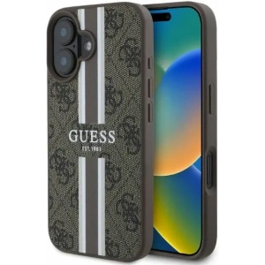 Buy Case Guess GUHMP16SP4RPSW Apple iPhone 16 hardcase 4G Printed Stripes MagSafe brown - GUE3468 - {ean13} - Home Screen Store Europe