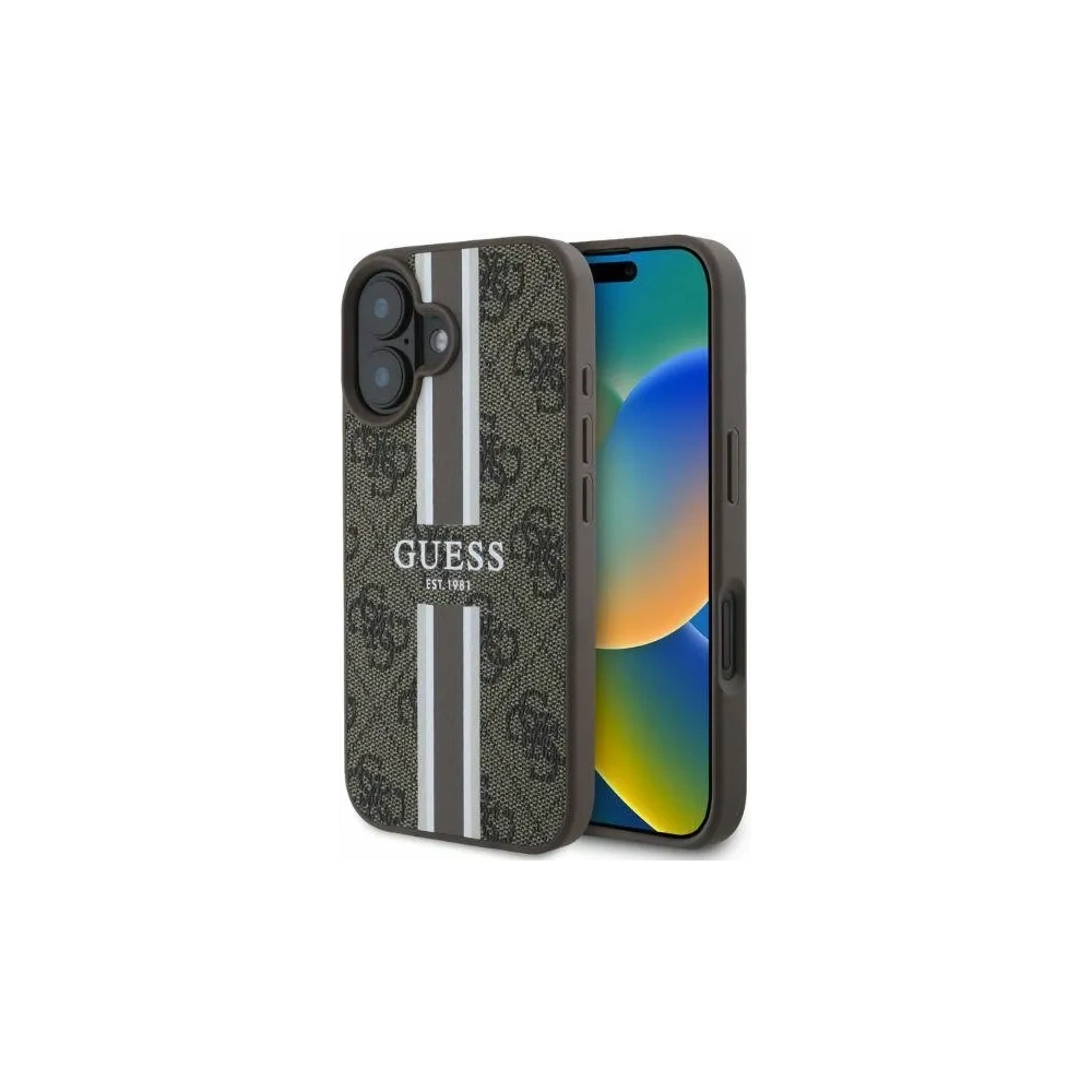 Etui Guess GUHMP16SP4RPSW Apple iPhone 16 hardcase 4G Printed Stripes MagSafe brązowy - iPhone 16 - Guess