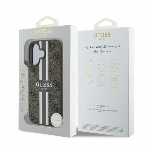 Buy Case Guess GUHMP16SP4RPSW Apple iPhone 16 hardcase 4G Printed Stripes MagSafe brown - GUE3468 - {ean13} - Home Screen Store Europe