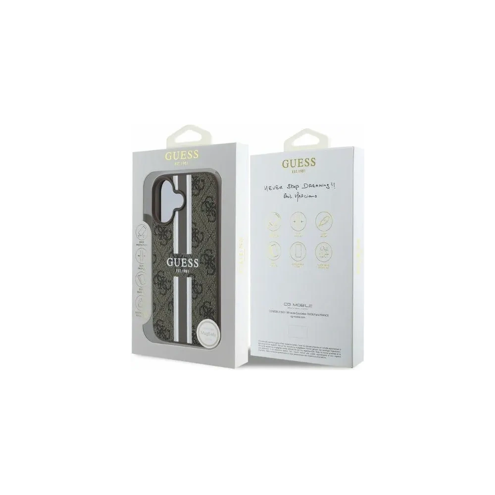 Etui Guess GUHMP16SP4RPSW Apple iPhone 16 hardcase 4G Printed Stripes MagSafe brązowy - iPhone 16 - Guess