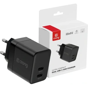 Kup Sada Crong síťový nabíječ 2xUSB-C 35W + bezdrátový GaN PD PowerSpot Pivot Stand 3v1 černý - CRG802 - {ean13} - Sklep Home Screen