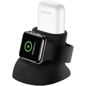 Buy USAMS 2-in-1 stand for Apple Watch and AirPods black - USA1169 - {ean13} - Home Screen Store Europe