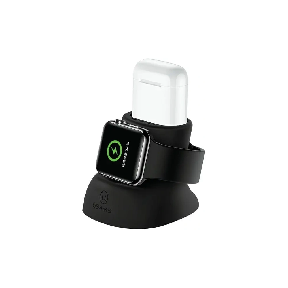 Stojak USAMS 2w1 do Apple Watch i AirPods czarny - Pozostałe podstawki - Usams