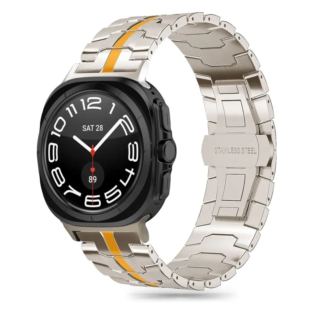 Pasek Tech-Protect Stainless Line Samsung Galaxy Watch Ultra 47mm Titanium/Orange - Galaxy Watch Ultra - Tech-Protect