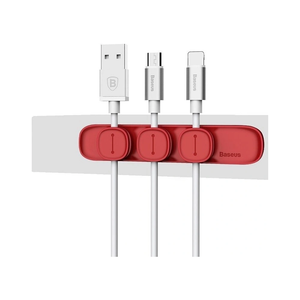Organizer kabli Baseus Peas, magnetyczny (czerwony)