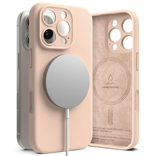 Buy Case Ringke Silicone Magnetic MagSafe Apple iPhone 16 Pro Pink Sand - RGK2028 - {ean13} - Home Screen Store Europe