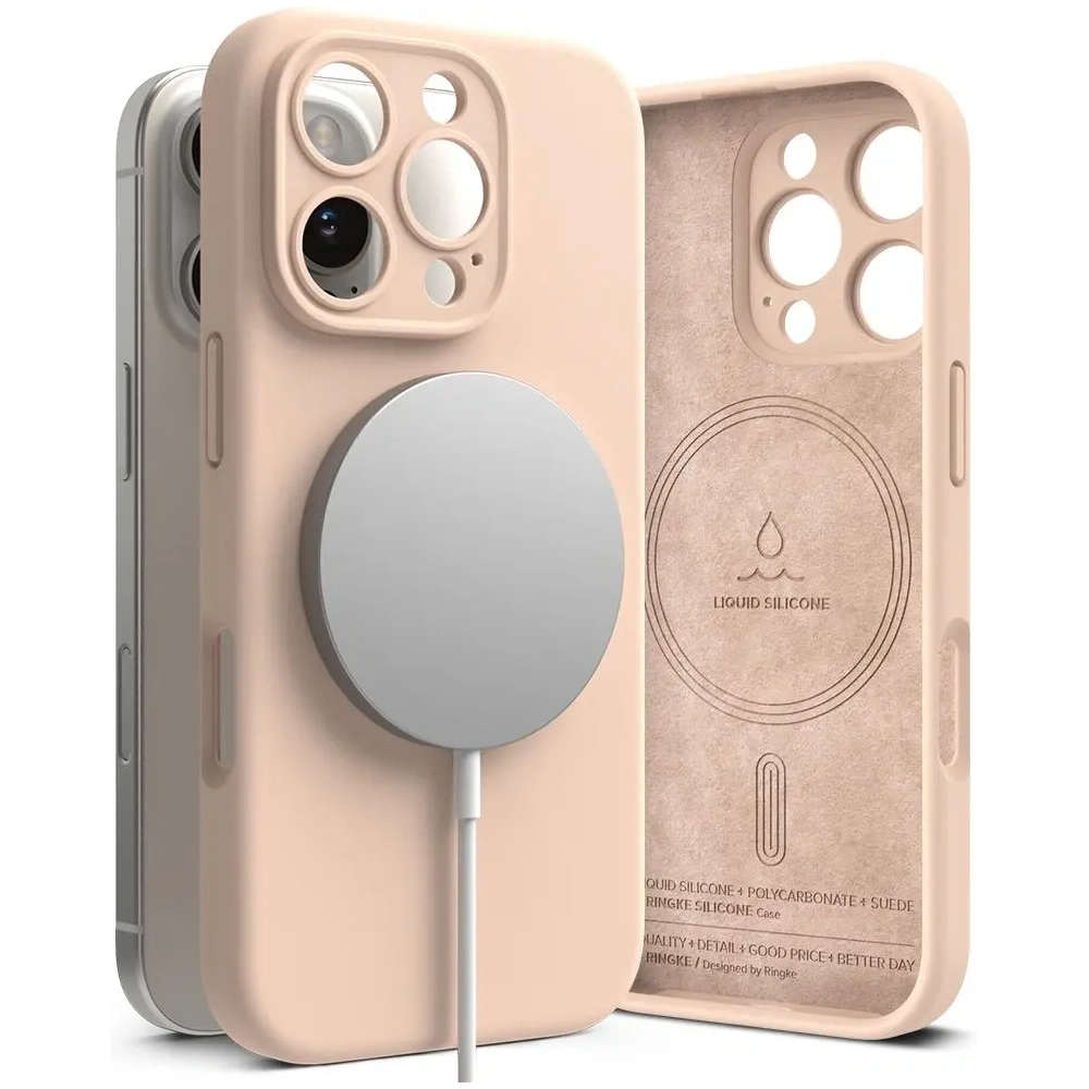 Etui Ringke Silicone Magnetic MagSafe Apple iPhone 16 Pro Pink Sand - iPhone 16 Pro - Ringke