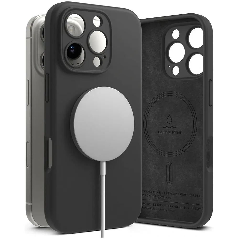 Etui Ringke Silicone Magnetic MagSafe Apple iPhone 16 Pro Max Black - iPhone 16 Pro Max - Ringke