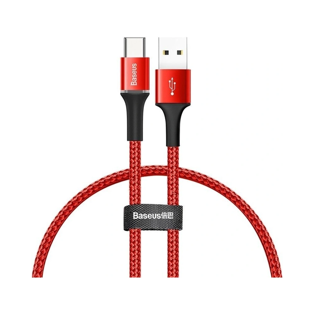 Kabel USB-C z podświetleniem LED Baseus Halo 0,25m 3A (czerwony)