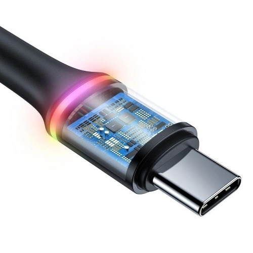 Kup USB-C kábel LED világítással Baseus Halo Huawei SuperCharge-hoz, 5A, 0,5m, 40W (fekete) - BSU922BLK - {ean13} - Sklep Home Screen