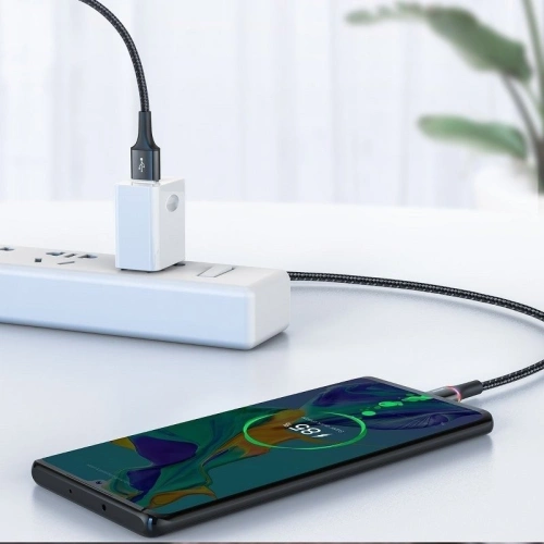 Kup USB-C kábel LED világítással Baseus Halo Huawei SuperCharge-hoz, 5A, 0,5m, 40W (fekete) - BSU922BLK - {ean13} - Sklep Home Screen