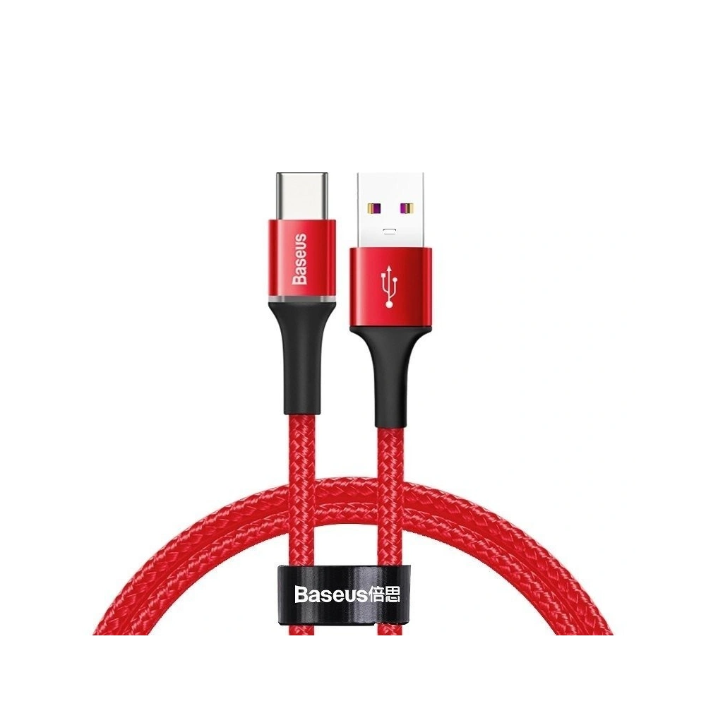 Kabel USB-C z podświetleniem LED Baseus Halo do Huawei SuperCharge, 5A, 0,5m, 40W (czerwony)