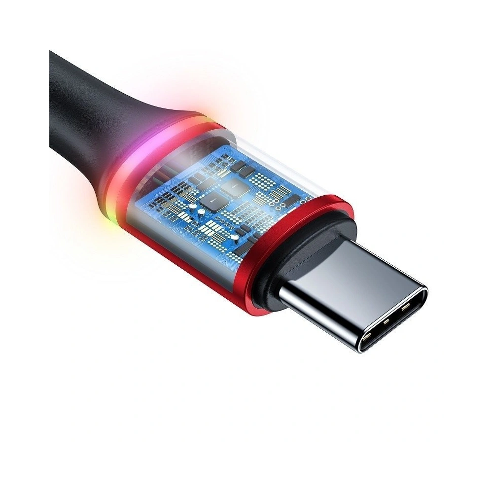 Kabel USB-C z podświetleniem LED Baseus Halo do Huawei SuperCharge, 5A, 0,5m, 40W (czerwony)