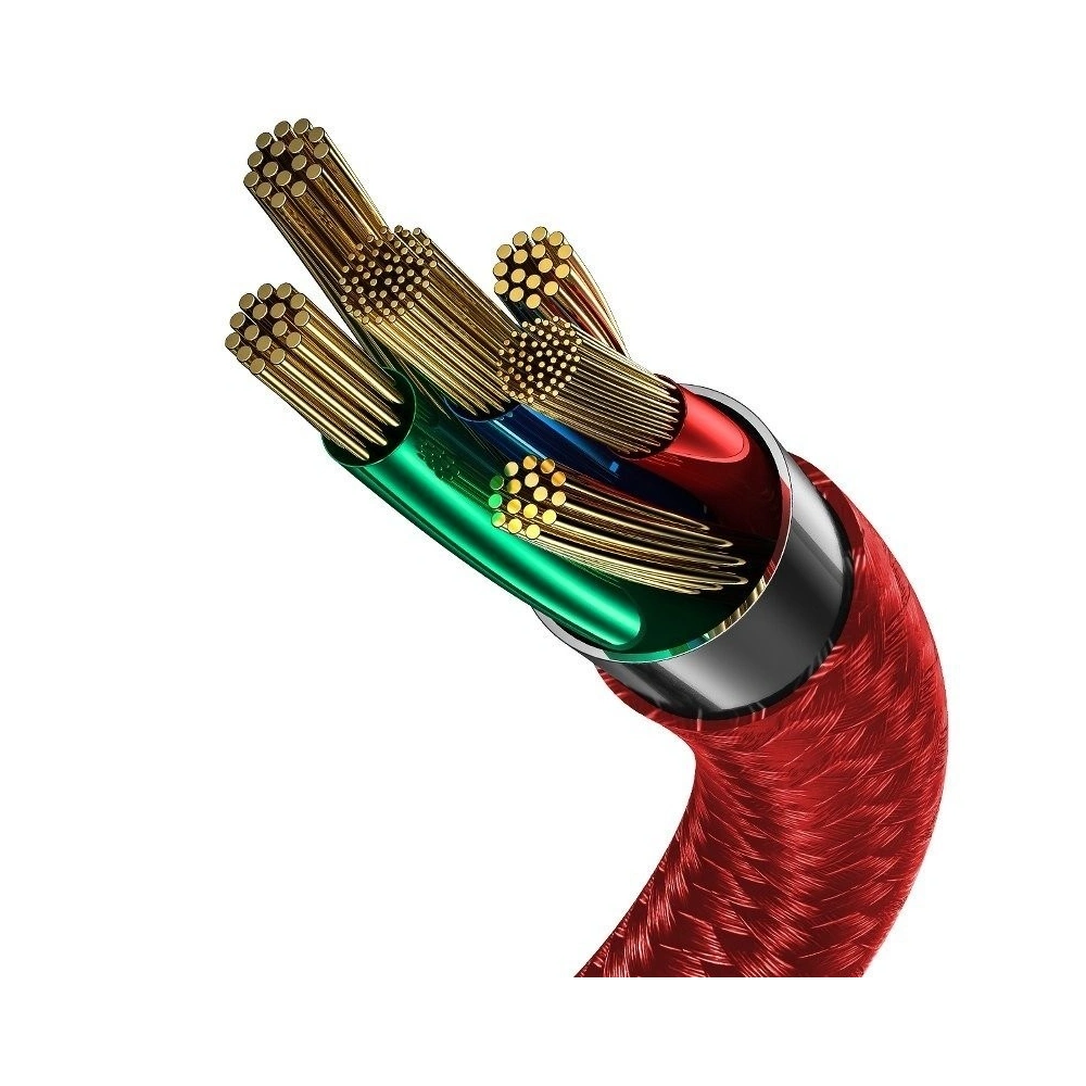 Kabel USB-C z podświetleniem LED Baseus Halo do Huawei SuperCharge, 5A, 0,5m, 40W (czerwony)