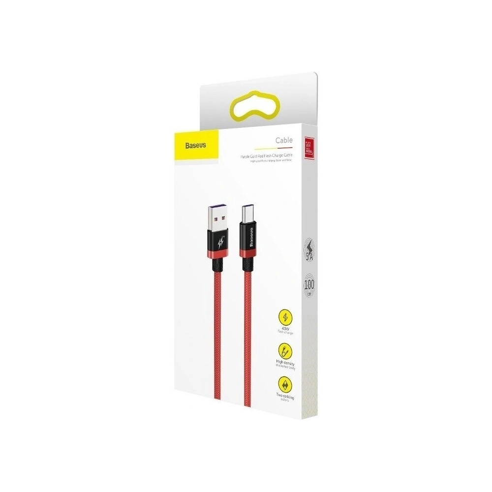 Kabel USB-C Baseus Purple Gold Red, Huawei SuperCharge, 5A, 1m, 40W (czerwony)