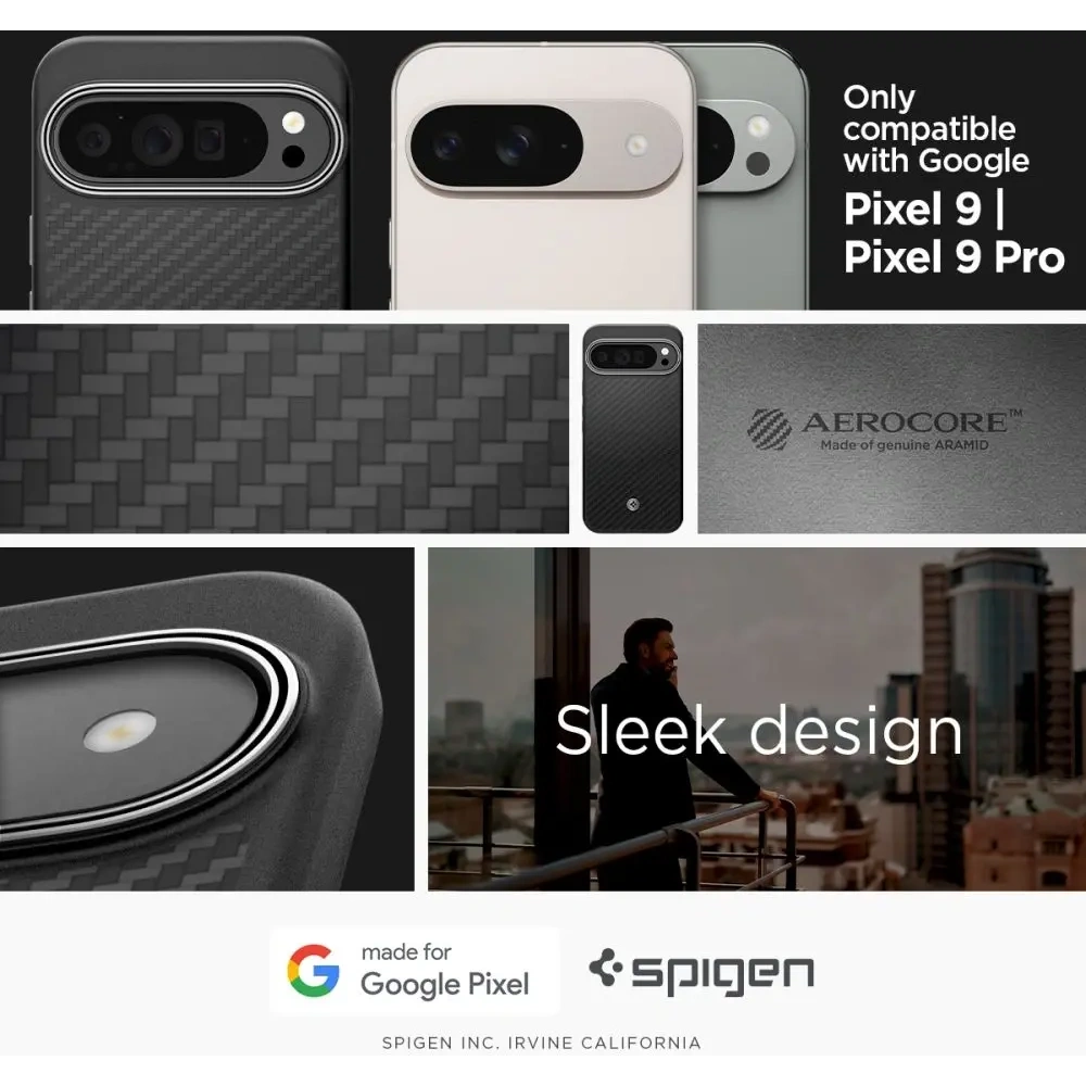 Etui Spigen Enzo Aramid Google Pixel 9 Pro XL Matte Black - Pixel 9 Pro XL - Spigen