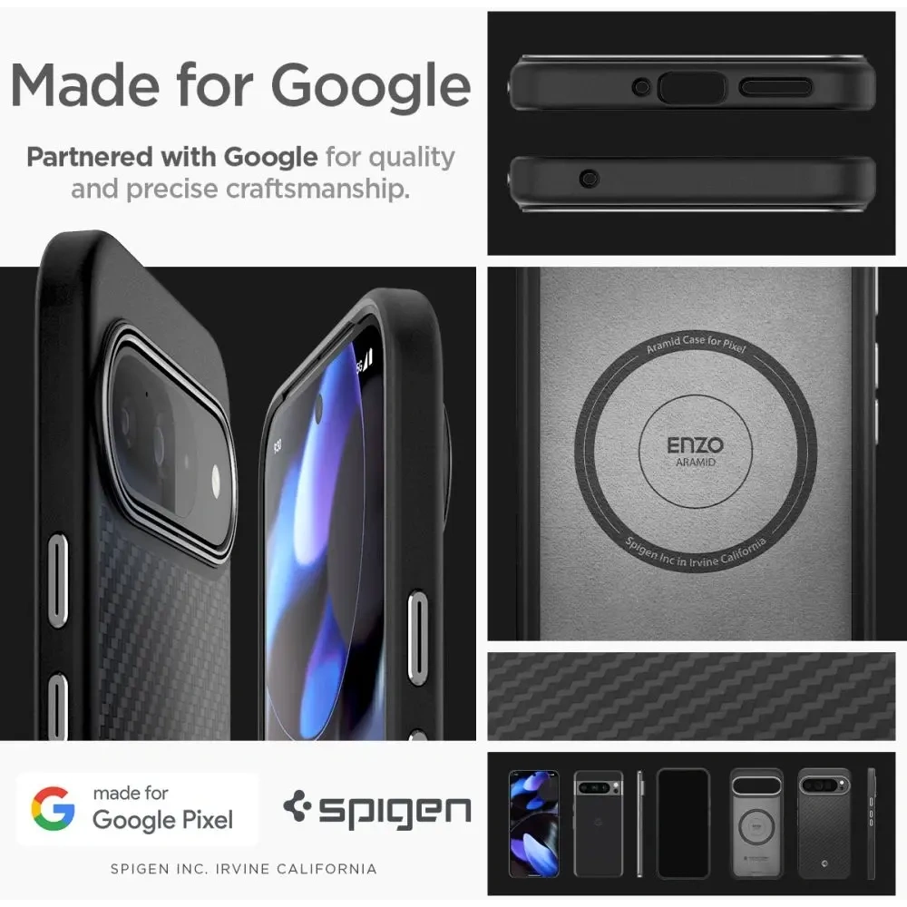 Etui Spigen Enzo Aramid Google Pixel 9 Pro XL Matte Black - Pixel 9 Pro XL - Spigen