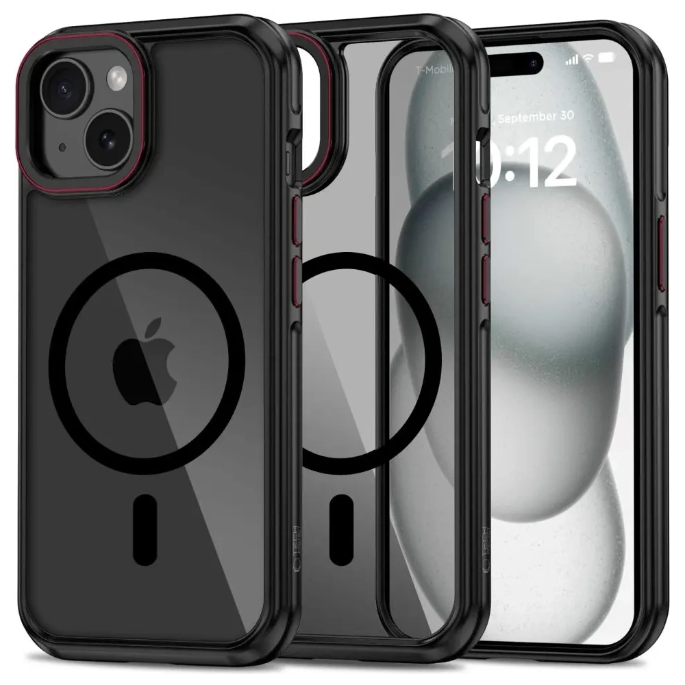 Etui Tech-protect MagHybrid MagSafe Apple iPhone 15 black/red - iPhone 15 - Tech-Protect