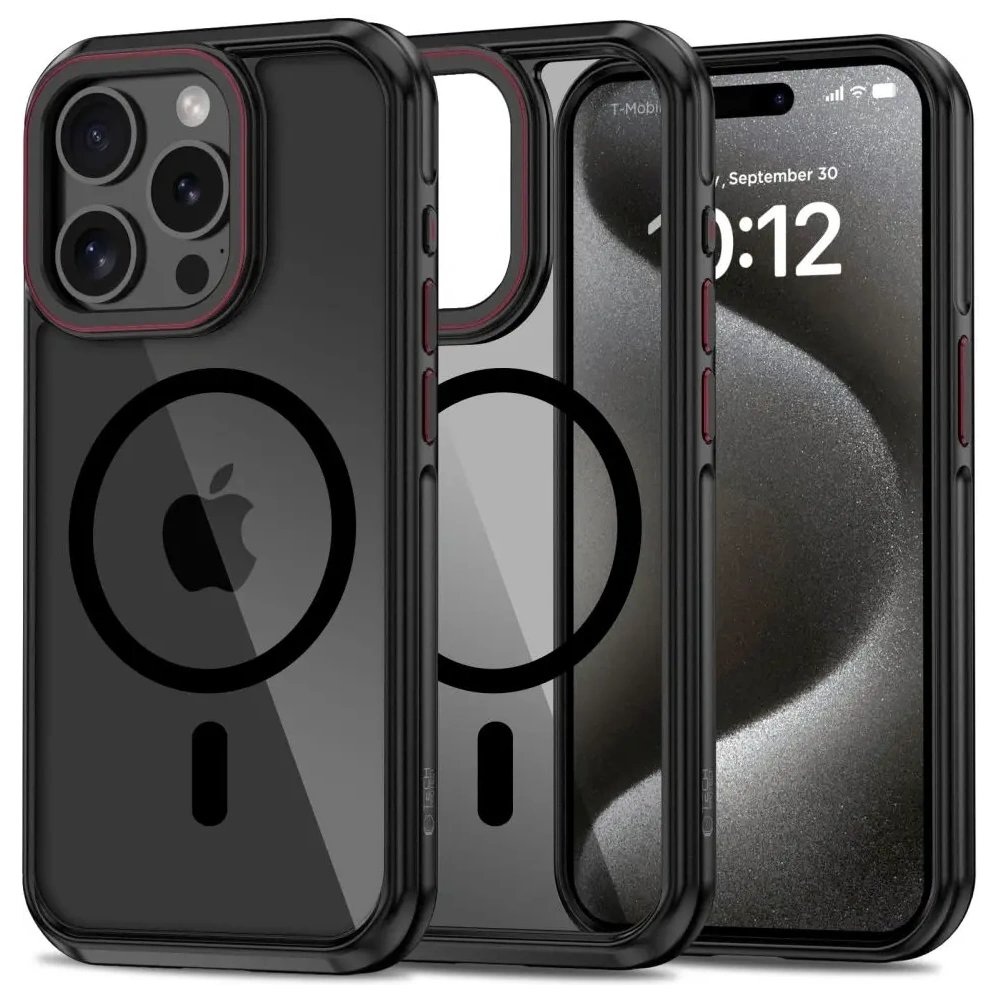 Etui Tech-protect MagHybrid MagSafe Apple iPhone 15 Pro black/red - iPhone 15 Pro - Tech-Protect