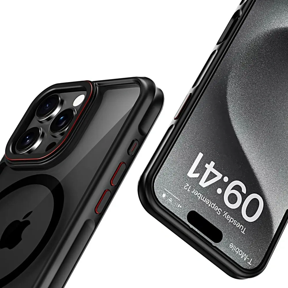 Etui Tech-protect MagHybrid MagSafe Apple iPhone 15 Pro black/red - iPhone 15 Pro - Tech-Protect