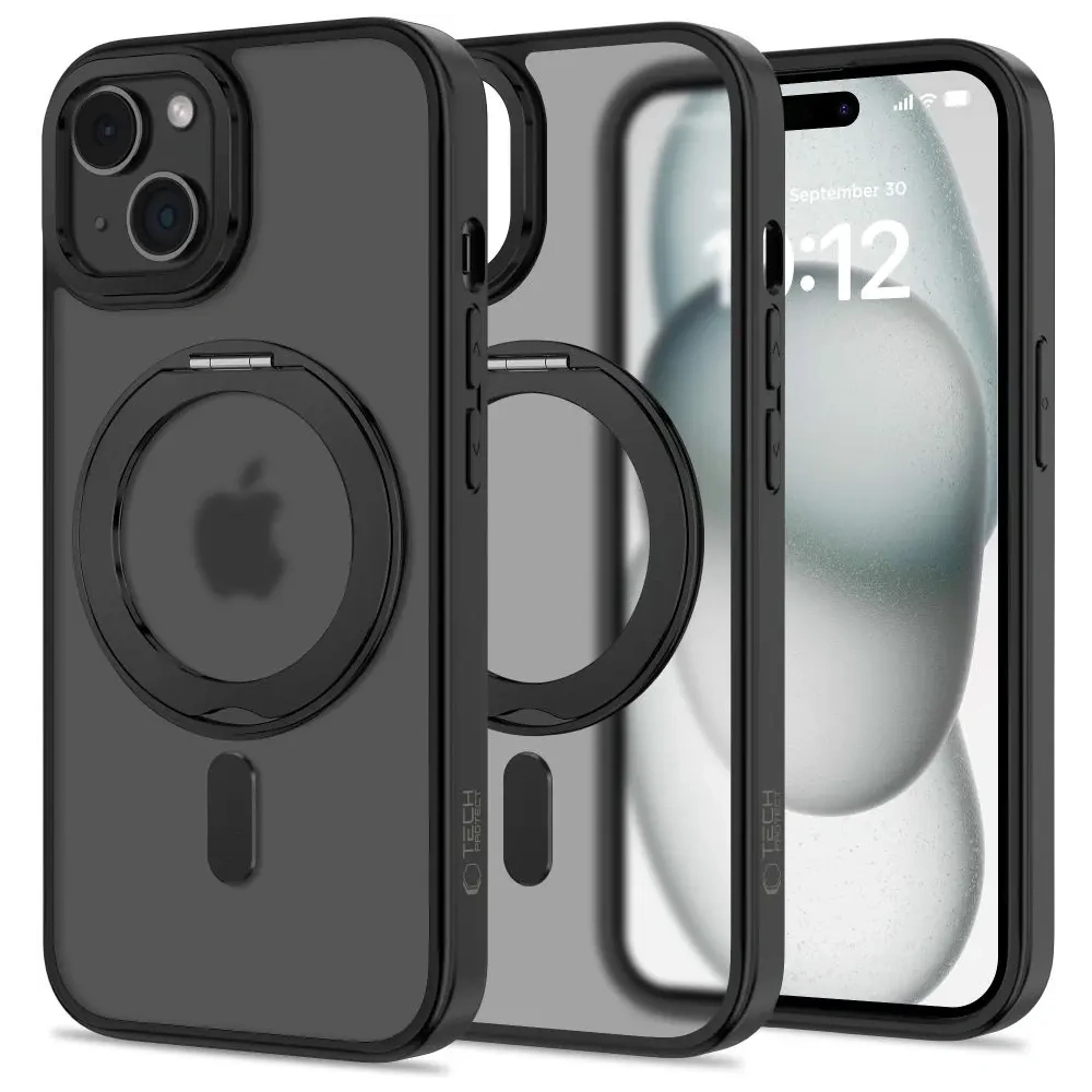 Etui Tech-Protect MagRing MagSafe Apple iPhone 15 Matte Black - iPhone 15 - Tech-Protect