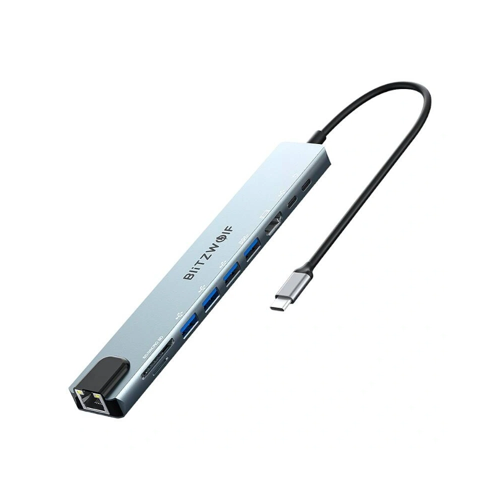 Stacja dokująca Blitzwolf BW-TH5 10w1 USB-C (srebrny) - !ZAIMPORTOWANE - BlitzWolf