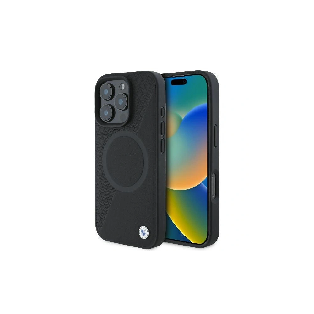 Etui BMW BMHMP16L23RTPK Apple iPhone 16 Pro hardcase Sign Leather Half Textured And Circle MagSafe czarny - iPhone 16 Pro - BMW